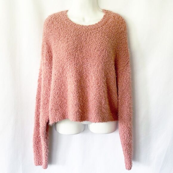 NWT Arizona Jean Co. (XL) Rose Dawn Cropped Crew Fluffy Pullover Sweater - Picture 2 of 11
